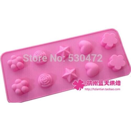 10 hole pentagram roses Silicone Chocolate Mold ice cube tray Jelly mould kitchen tools