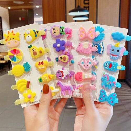 10PCS/set New Girls Cute Silica Gel Cartoon Princess Hairpins Lovely Hair Ornament Barrettes Hair Clips Fashion Hair Accessories