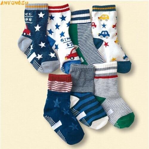14pair/lot Anyongzu Boys Cartoon Baby Socks And Cute Children Animal pattern boy socks 4-7 years old 2choice