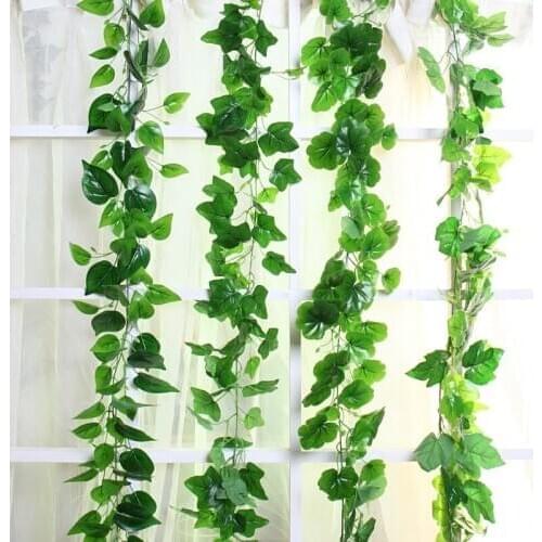 180cm Real touch Artificial Ivy Creeper Green Leaf Branch Garland Plants Vine Fake Foliage Plastic Rattan Wall Home Garden Decor