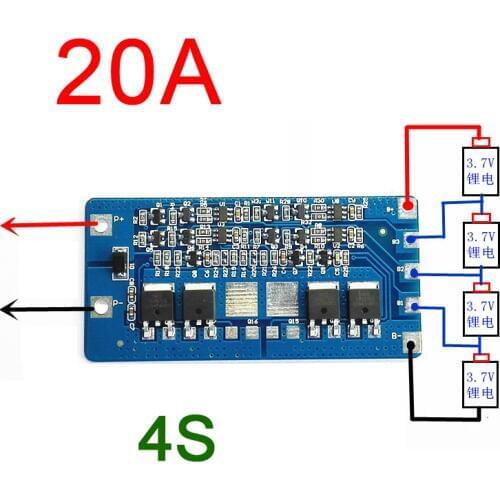 4S 20A Li-ion Lithium 18650 Battery BMS Protection PCB Board 14.8V 16.8V Cell