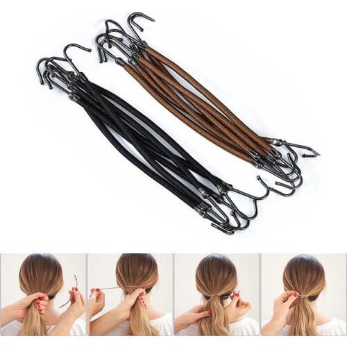 5 Pcs/Set Simple Elastic Clips Bows Hair Accessories Women Girls Hair Bands Gum With Hook Ponytail Holder Headwear