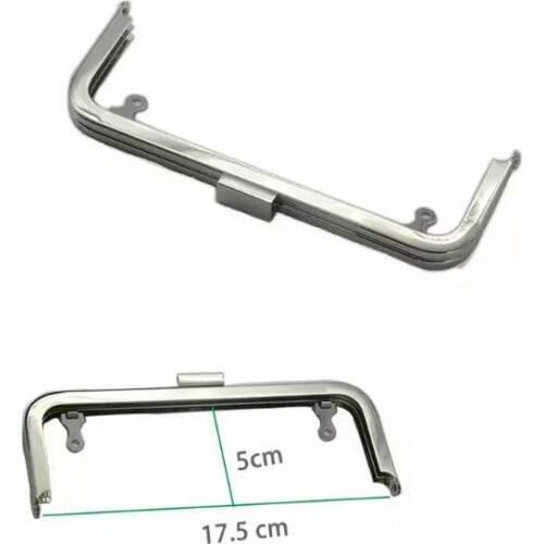 7 x 2.5 inches (18 x 6.5 cm) Silver Clutch Purse Frame with Chain Loops