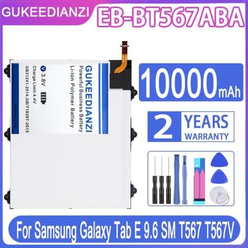 GUKEEDIANZI Tablet Battery For Samsung Galaxy Tab E 9.6 SM-T560 SM T560 T567 T567V EB-BT567ABA 10000mAh Battery + Tools