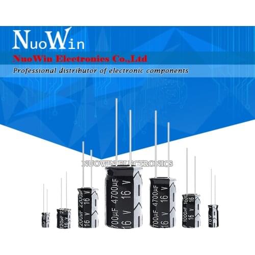 16V Aluminum Electrolytic Capacitor 10UF 22UF 33UF 47UF 100UF 220UF 470UF 680UF 1000UF 2200UF 3300UF 4700UF 6800UF 22000UF