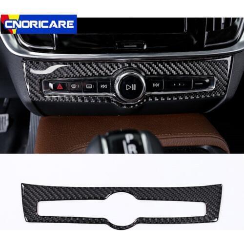 Car Center Console Volume Adjustment Frame Decoration Sticker Trim For Volvo S90 2017-18 Carbon Fiber Interior Accessories