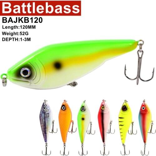 BATTLEBASS 2021 NEW 12CM 52G Freshwater Fishing lures Hard Wobbler Suspending Pike Bass Musky Jerkbait Fishing Lure