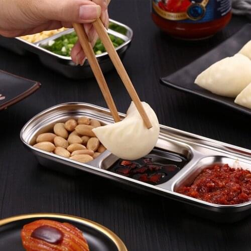 Stainless Steel Pepper Roast Meat Sauce Dishes Bowl Separate Sushi Vinegar Soy Plates Tableware Food Seasoning Tray