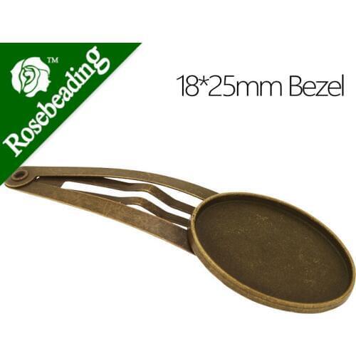 Bobbby pin with antique bronze plated 18x25mm oval bezel,length 59mm,sold 20pcs /lot-C4763
