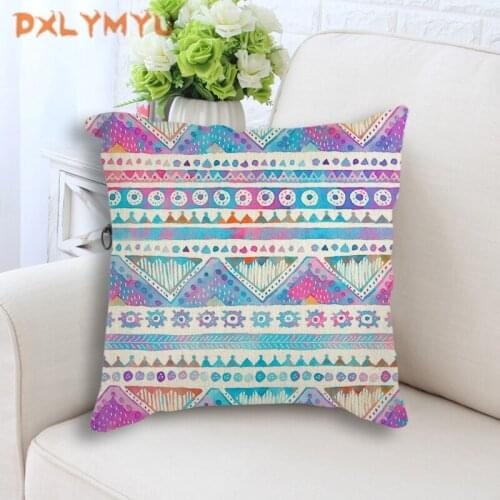 Boho Retro Pillowcase Abstract Geometric Cushion Throw Pillows Square Linen Cotton Cushion For Bed Sofa Home Decoration