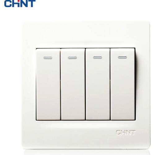 CHNT 86 Type Wall Switch Panel NEW7N Ivory White Four Gang One Way