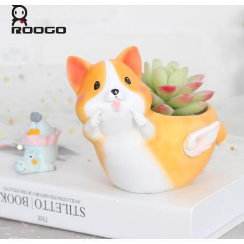 ROOGO Cartoon flower pot Animal Angel Style Flower Pot Succulent planter pot Home garden Decoration Living Room Balcony bonsai