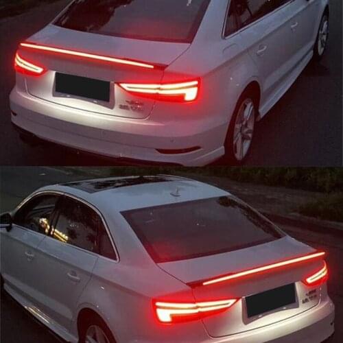 FOR Audi A3 S3 RS3 Sedan LED Brake Lights Spoiler Accessory 2014-19 ABS Car Trunk Black Spoiler Wing Tail A3 8V GT Style