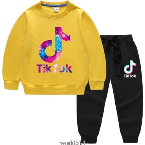 Tik Tok Girls Clothes Sets Quality Long-sleeved T-shirt Pants Children Sports Two-piece Set 1-12 Y Clothing For Girls