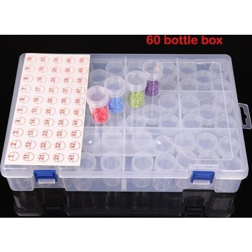 Diamond embroidery diamond painting tool! 60 lattice, transparent plastic storage box, 60 Grid jewelry Drill Storage Box bottle