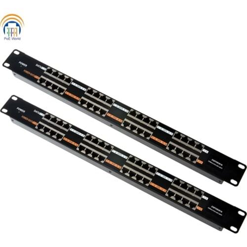 PoE World 16 Port Rack Mount Patch Panel 100 Mbps 1U" PoE Midspan Passive POE Injector IEEE802.3af/at