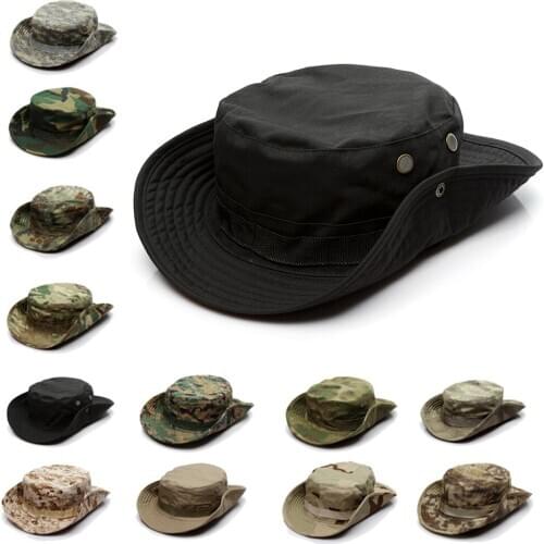 Camouflage Tactical Cap Military Boonie Hat US Army Caps Camo Men Outdoor Sports Sun Bucket Cap Fishing Hiking Hunting Hats 59CM