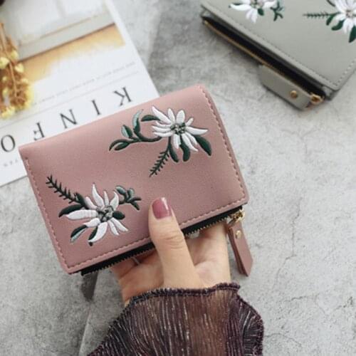 Fashion Women Wallet Print Flower Short Wallet For Woman Mini Card Girls Wallet Holder Coin Female Leather Purse Zipper Smart
