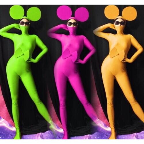 Gogo costume stage dance clothing Customized nightclub bar mouse long sleeve jumpsuit
