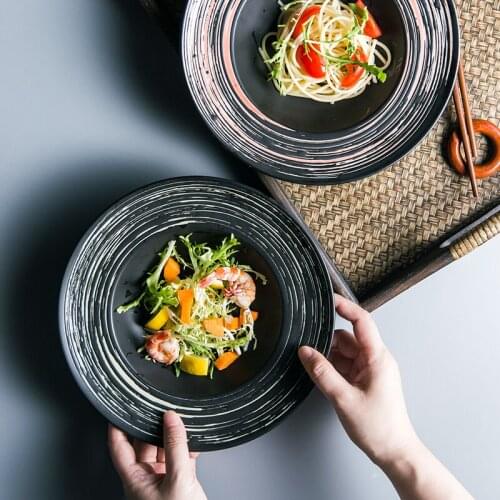 Creative Ceramic Salad Plate Rice Plate Thick Soup Round Plate Restaurant Western Tableware Plate Pasta Plate