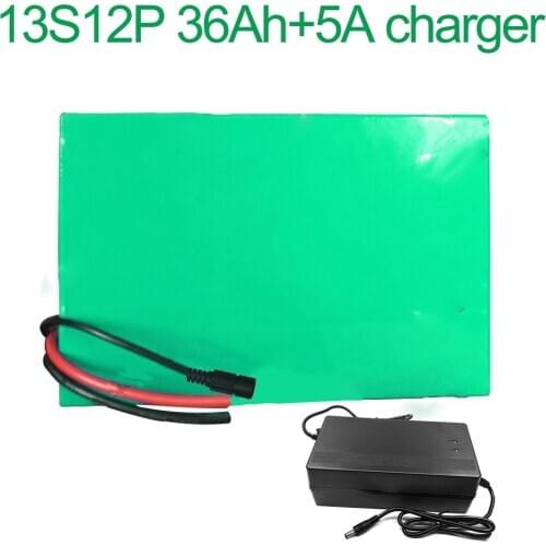 With 5A charger 48V 36Ah 13S12P 18650 Li-ion Battery Pack E-Bike Ebike electric bicycle 250x225x70mm