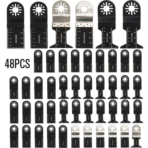 48pcs Multi-function Bi-metal Saw Blades Oscillating Blade Multi Wood Cut Kit Chipboard Tool Circular Saw Blade Trimmer Blades
