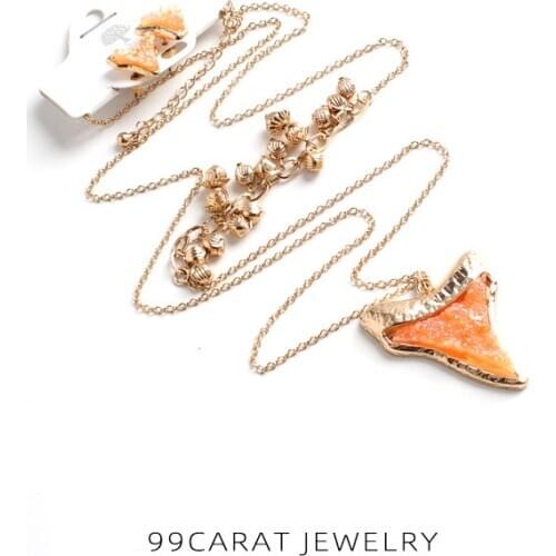 Nine nine carat European and American fashion jewelry irregular triangular matte Face Pendant Long exaggerated Necklace Set (NJ)