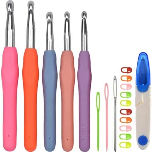 Soft Rubber Handle Crochet Hooks Crochet Needles Set 0.6-10mm Crochet for Knitting Needles Weave Yarn Sewing Needles Tool