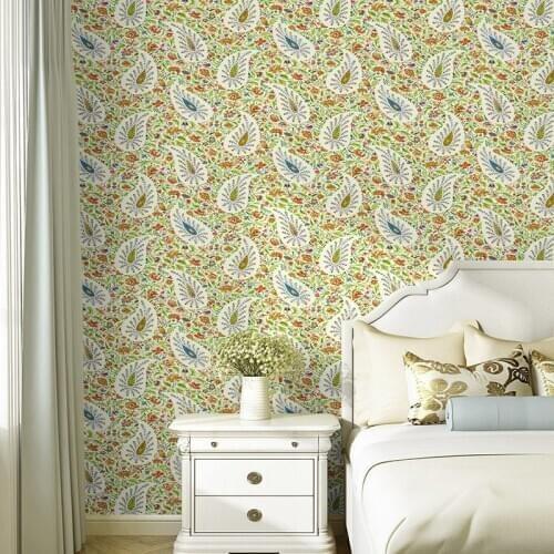 Nordic Rustic Floral Wall Paper Roll Waterproof PVC Wallpapers Flower Bedroom Background Wall Decals carta da parati