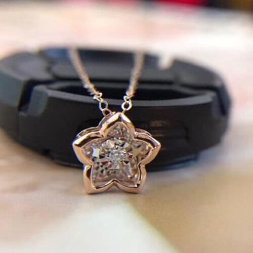 NYMPH Real 18K Gold Diamond Pendant Necklace With Pure AU750 Chain for Women Classic Wedding Fine Jewelry X539