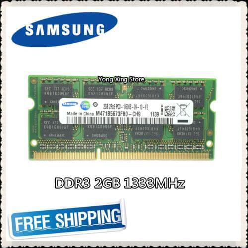 Notebook memory Samsung DDR3 2GB 1333MHz PC3-10600S DDR 3 2G Laptop RAM Original 204PIN SODIMM