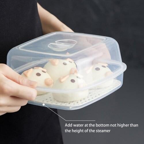 Buns Steamer Non-stick PP Buns Steamer with Lid Hexagon Steaming Hole Microwave Steamer Kitchen Tool