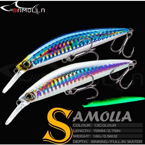 Minnow Lures Fishing Tackle Weight 16g 70mm Wobblers Trolling Bait For Perch Fish Sinking Hard Mino Baits Isca Artificial Lures