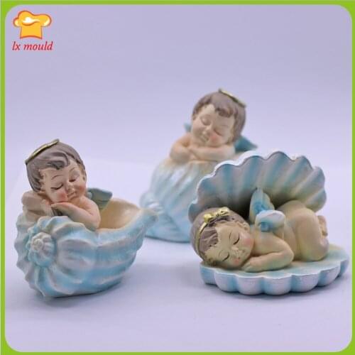 Shell Conch Cute Cartoon Angel Doll Candle Silicone Mold Resin Soap Plaster 3d Girl/Boy Wedding Birthday Mould
