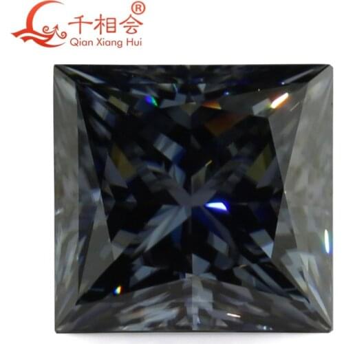 Gray color square shape princess cut Sic material moissanites loose stone by qianxianghui( video is light yellow)