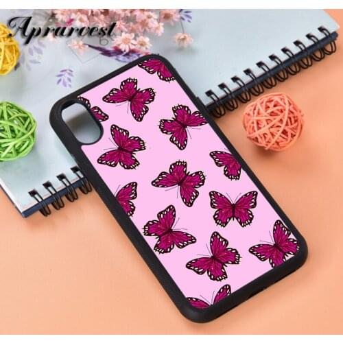 Aprarvest Lilac Butterflies Effect Silicone Rubber Phone Case Cover For iPhone 6 6S 7 8 PLUS X XS XR 11 12 MINI PRO MAX