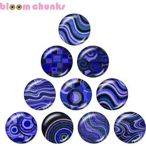 Blue pattern 10pcs mixed 12mm/18mm/20mm/25mm Round glass cabochon jewelry flat back Making findings S6783