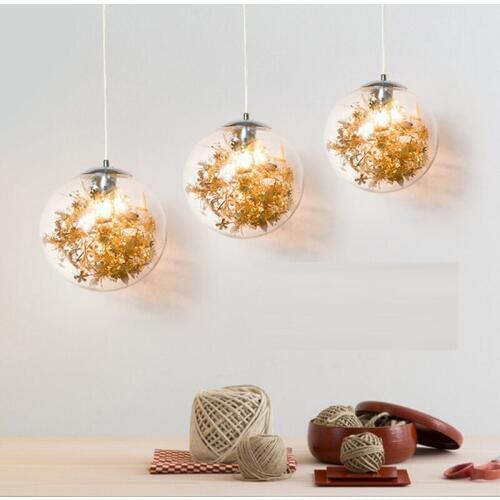 Modern Simple Ball Gold Silver Chandelier Glass Aisle Lamp Creative Art Bar European Restaurant Lighting