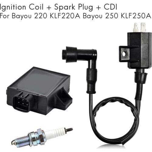 Motorcycle Ignition Coil Spark Plug CDI Kit for 1996-2011 Kawasaki Bayou 220 KLF220A Bayou 250 KLF250A