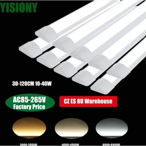 YISIONY 10PCS 30-120CM 40W 110V-220V LED Tube Lights Linear LED Lamps Tube Surface Mounted Ceiling Commercial Lights For Home