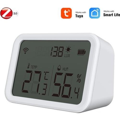 NEO Tuya Zigbee Smart Temperature And Humidity Sensor Luminous Intensity Detector Via Smart Life Tuya APP Real-time Monitoring
