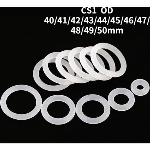 50pcs White VMQ Silicone O Ring Gasket CS 1mm OD 40mm ~ 50mm Food Grade Silicon O Ring Gasket Rubber O-ring Seal Silicone Rings