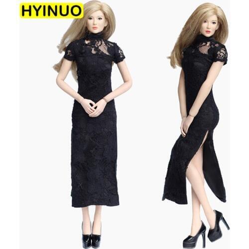 1/6 Scale HP051 Female Sexy Lace Cheongsam Women High Fork Cheongsam Girl Clothes Clothing Set For 12" Action Figure Female Body