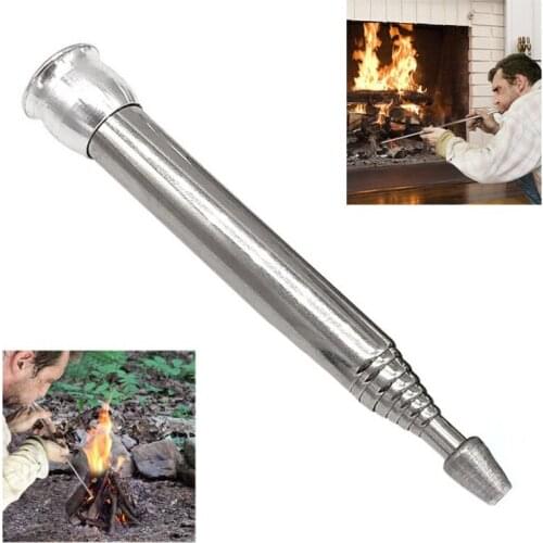 Outdoor Cooking Survival Blow Fire Tube Portable Starter Retractable Stainless Steel
