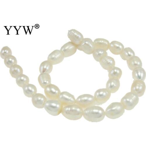 YYW High Quality 9-10mm 100% Natural Freshwater Pearl Beads white Rice Pearl Loose Beads DIY Necklace Bracelat Jewelry Making