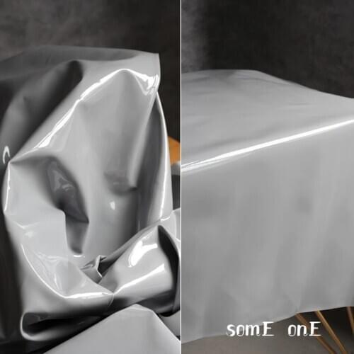 Mirror PU Patent Leather Gray Waterproof DIY Patches Cosplay Decor Props Bags Coat Dress Fashion Designer Leather Fabric