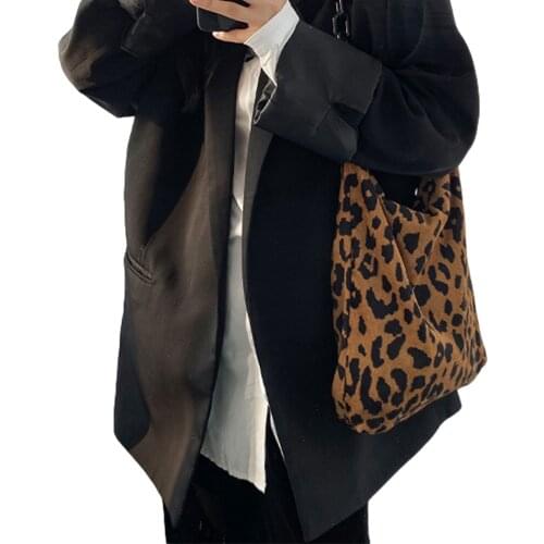 Female Single-Shoulder Bag, Multipurpose Solid Color/ Leopard Print Handbag Storage Bag for Women