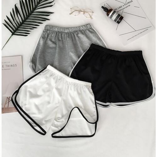 New Summer High Street Sport Yoga Shorts Women Running Fitness Shorts Solid Soft Beach Casual White Egde Shorts Hot Female