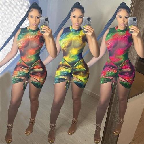 Adogirl Women 2 Piece Set Summer Beach Vacation Outfits Fashion Tie Tye Bodysuit And Mini Skirt Sets Sexy Matching Suit Clothes