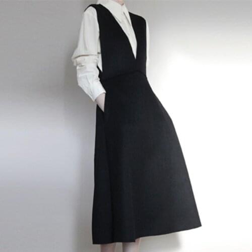 French style Vinatge Lace Up Puff Sleeve Blouse Women+v-neck Vest DressTwo Piece Sets